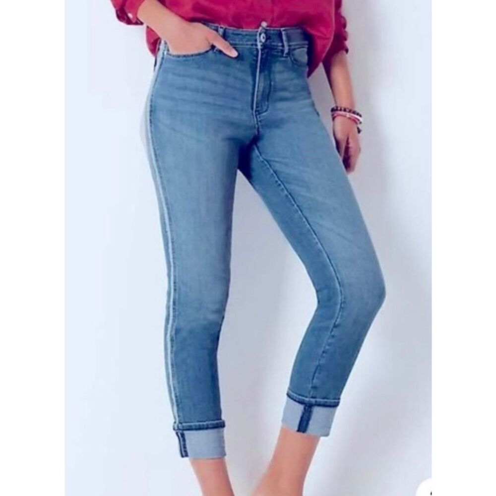 J.Jill high rise crop frayed detail jeans size 4